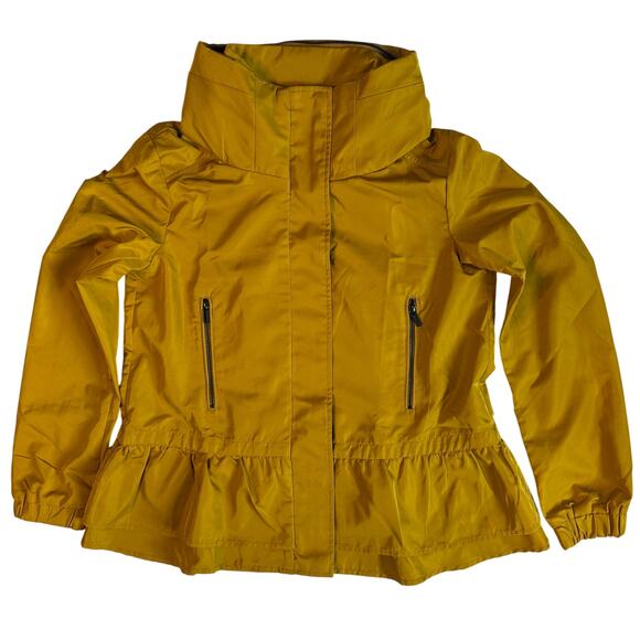 Zara Basic Mustard Yellow Water Repellent Peplum Jacket Women’s Small - Picture 1 of 12